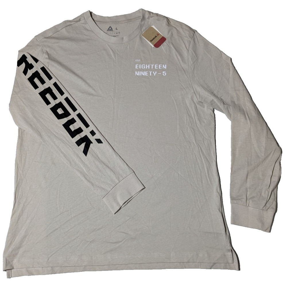 REEBOK Men Large Sandstone Eighteen Ninety-5 Cotton‎ Long Sleeve MYT T-Shirt NEW